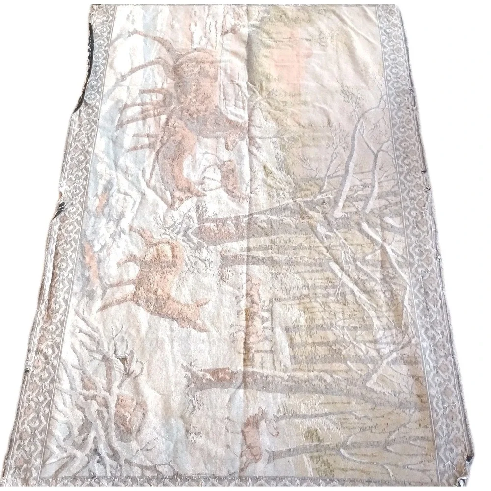 Vintage Deer Buck Forest Outdoorsman Wall Tapestry Rug Decor Italy Mid‎ Century